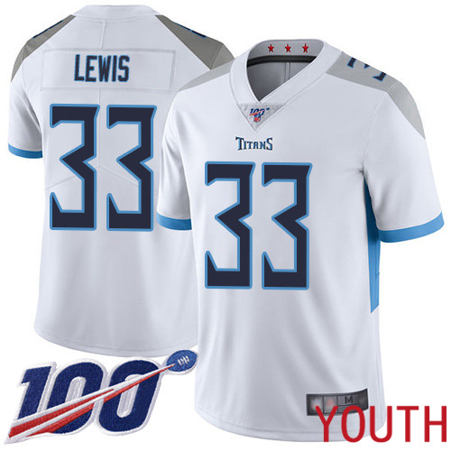 Tennessee Titans Limited White Youth Dion Lewis Road Jersey NFL Football #33 100th Season Vapor Untouchable
